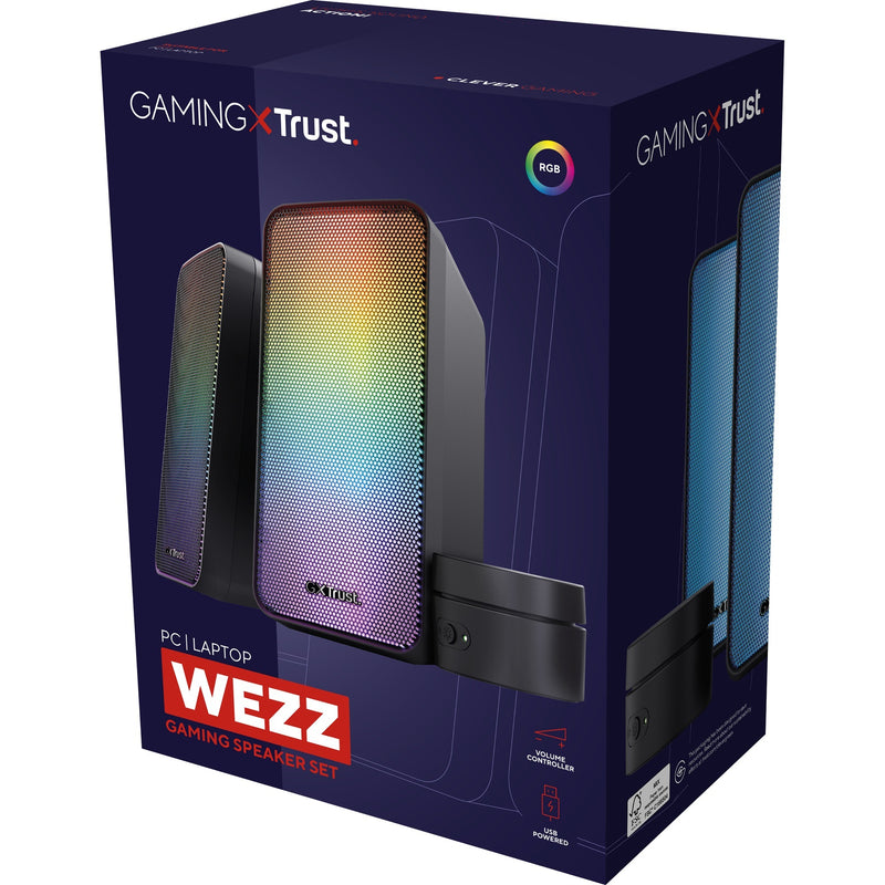 Load image into Gallery viewer, Trust gxt 611 wezz illuminated 2.0 rgb speaker set pc-luidspreker (zwart, rgb leds)
