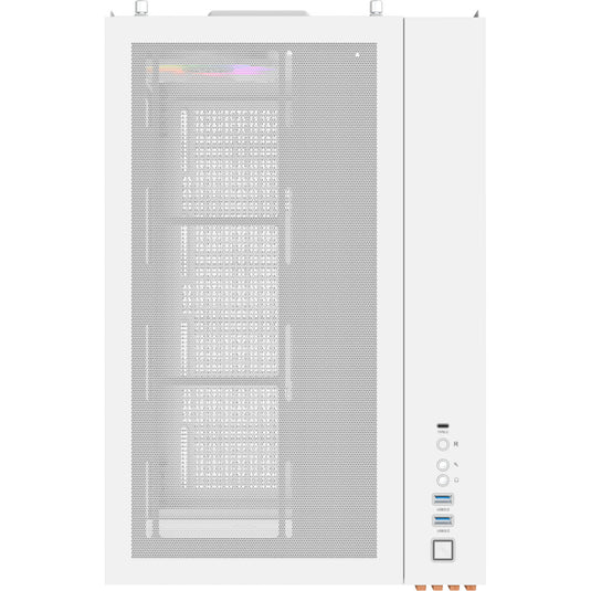 Thermaltake view 380 ws argb snow midi tower behuizing (wit houtkleur | 2x usb-a | 1x usb-c | rgb | tempered glass)
