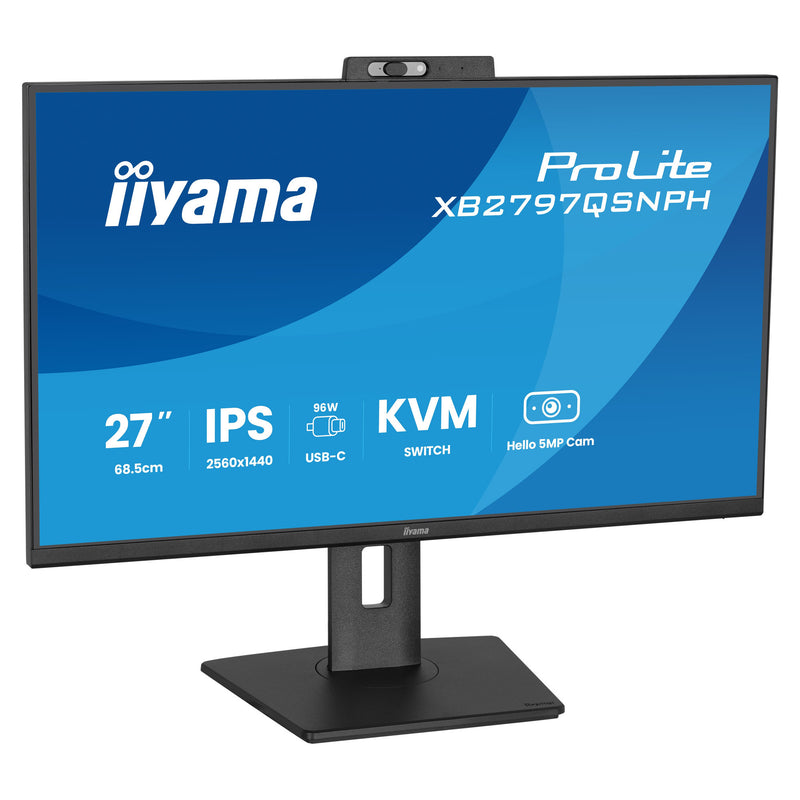 Load image into Gallery viewer, Iiyama prolite xb2797qsnph-b1 27 monitor (zwart, hdmi, displayport, usb-c, lan, audio, webcam)
