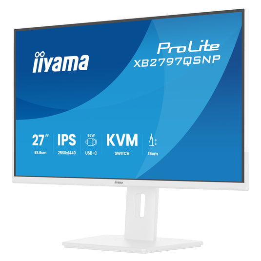 Iiyama prolite xb2797qsnp-w1 27 monitor (wit, hdmi, displayport, usb-c, lan, audio)