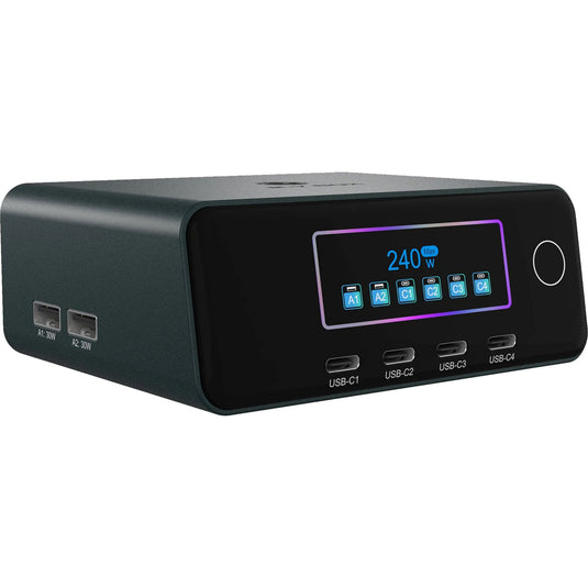 Icy box 240w gan oplaadstation (zwart)