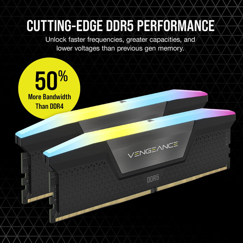 Load image into Gallery viewer, Corsair 32 gb ddr5-6000 (2x 16 gb) kit werkgeheugen (zwart, cmh32gx5m2b6000c38, vengeance rgb, xmp)
