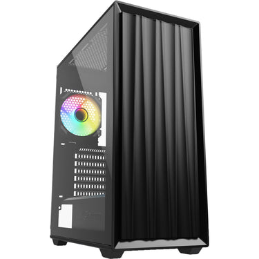 Sharkoon vk3 rgb midi tower behuizing (zwart | 2x usb-a | rgb | tempered glass)