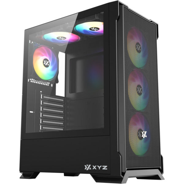 Afbeelding laden in galerijviewer, Xyz pc gear airone 300-x mesh midi tower behuizing (zwart | 1x usb-a | 1x usb-c | tempered glass)
