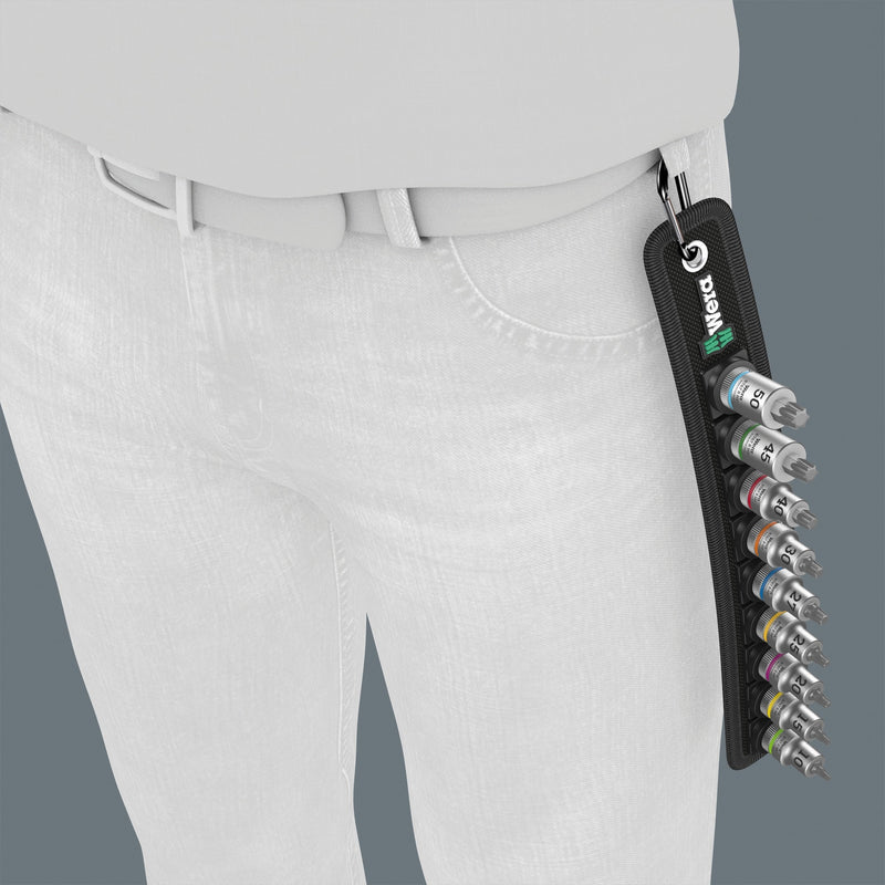 Load image into Gallery viewer, Wera belt b 3 torx® hf zyklop bitdoppen set torx dopsleutel (zwart zilver, met vasthoudfunctie, 3 8 -aandrijving, 9-delig)
