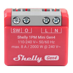 Shelly 1pm mini gen4 relais (rood, bluetooth 4.2, wi-fi)