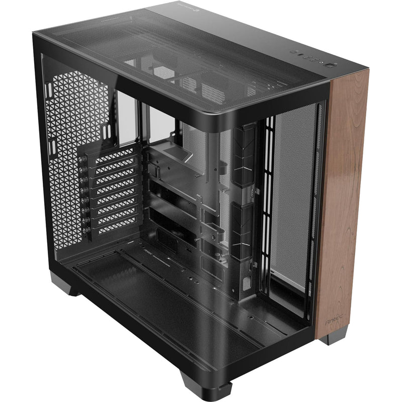 Load image into Gallery viewer, Antec c8 curve wood midi tower behuizing (zwart houtkleur | 2x usb-a | 1x usb-c | tempered glass)
