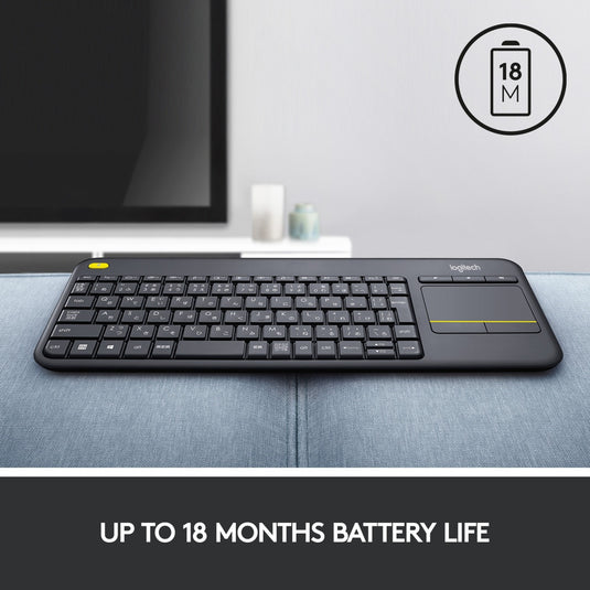 Logitech k400 plus toetsenbord (antraciet, eu lay-out (qwerty))