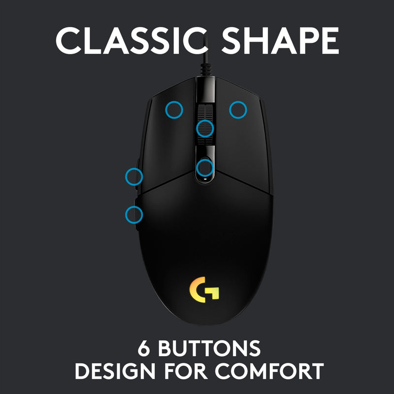 Load image into Gallery viewer, Logitech g203 lightsync gaming muis (zwart, 200 - 8000 dpi, rgb leds)
