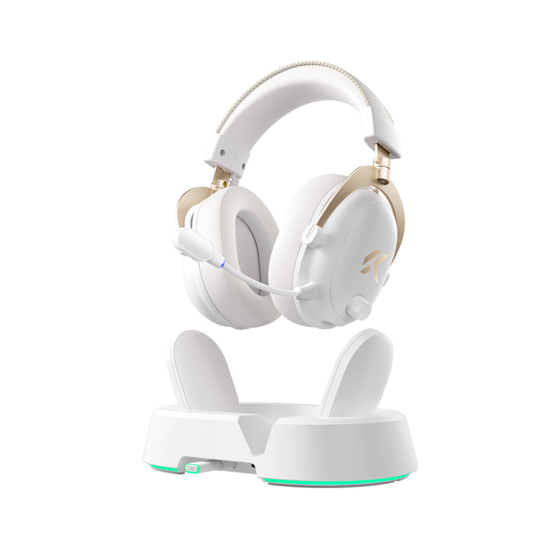 Load image into Gallery viewer, Mchose v9 turbo+ magnetic wireless over-ear gaming headset (hoogglans wit goud, nintendo switch, playstation 4, playstation 5, mobiel, pc, 2.4g bluetooth usb)

