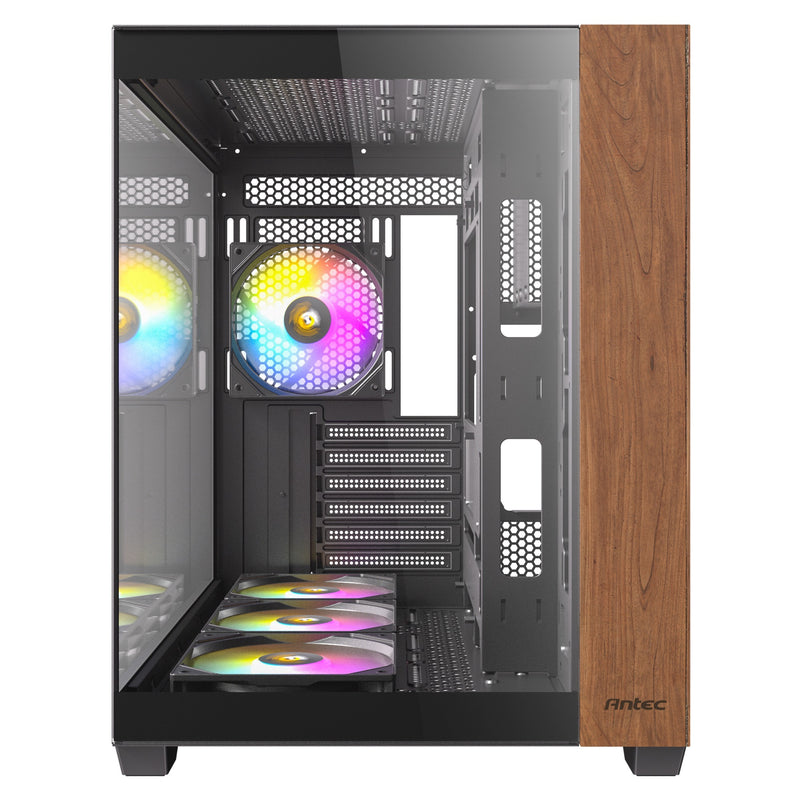 Load image into Gallery viewer, Antec cx800 wood argb midi tower behuizing (zwart houtkleur | 1x usb-a | 1x usb-c | tempered glass)
