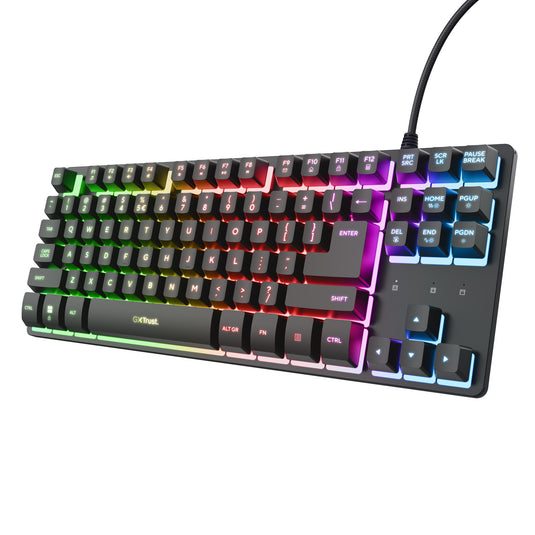 Trust gxt 833 thado toetsenbord met tkl-verlichting (zwart, us lay-out (qwerty), 80% (tkl) , rgb)
