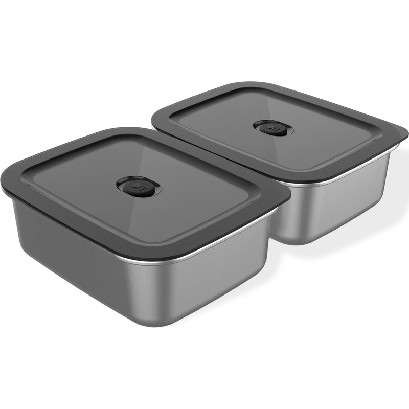 Load image into Gallery viewer, Weber works prep containers (set van 2) (roestvrij staal, 2 roestvrijstalen vershoudbakjes met deksel, 1,8 liter per bakje)
