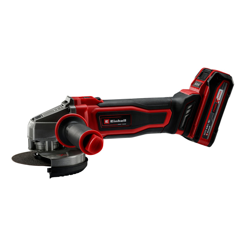 Load image into Gallery viewer, Einhell accu haakse sliijper te-ag 18 125-2 li (1x4,0 ah) haakse slijper (rood zwart, incl. 4.0 ah power x-change accu en oplader)
