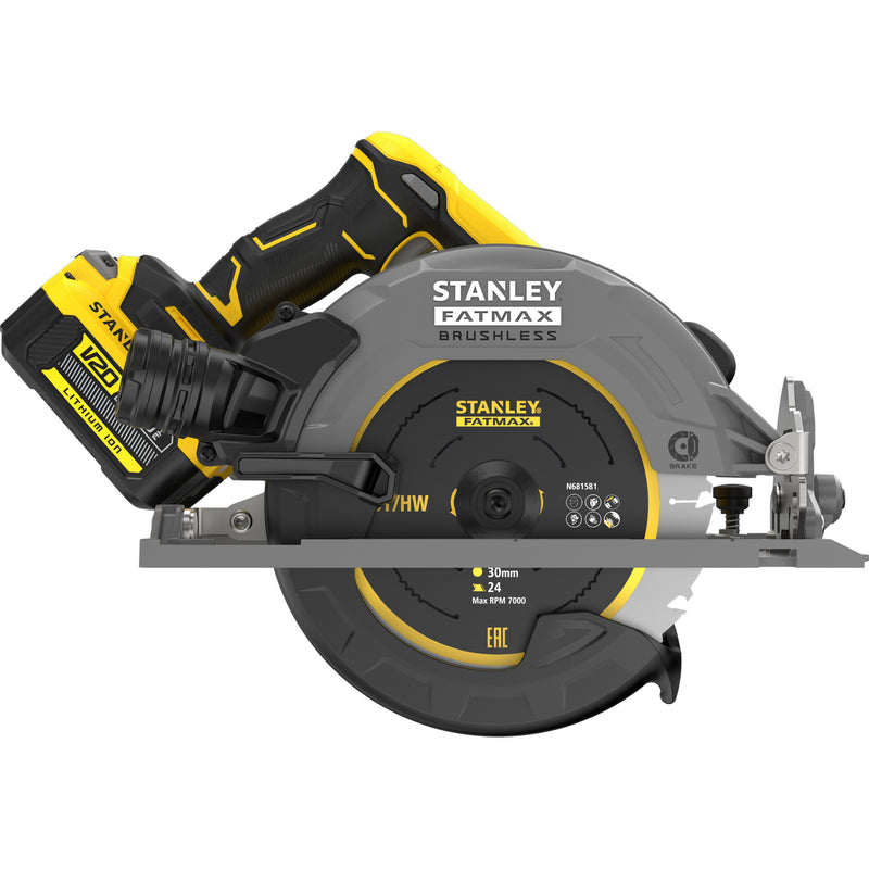 Load image into Gallery viewer, Stanley fatmax v20 18v cirkelzaag 190mm handcirkelzaag (zwart geel, accu en oplader inbegrepen, met koffer)
