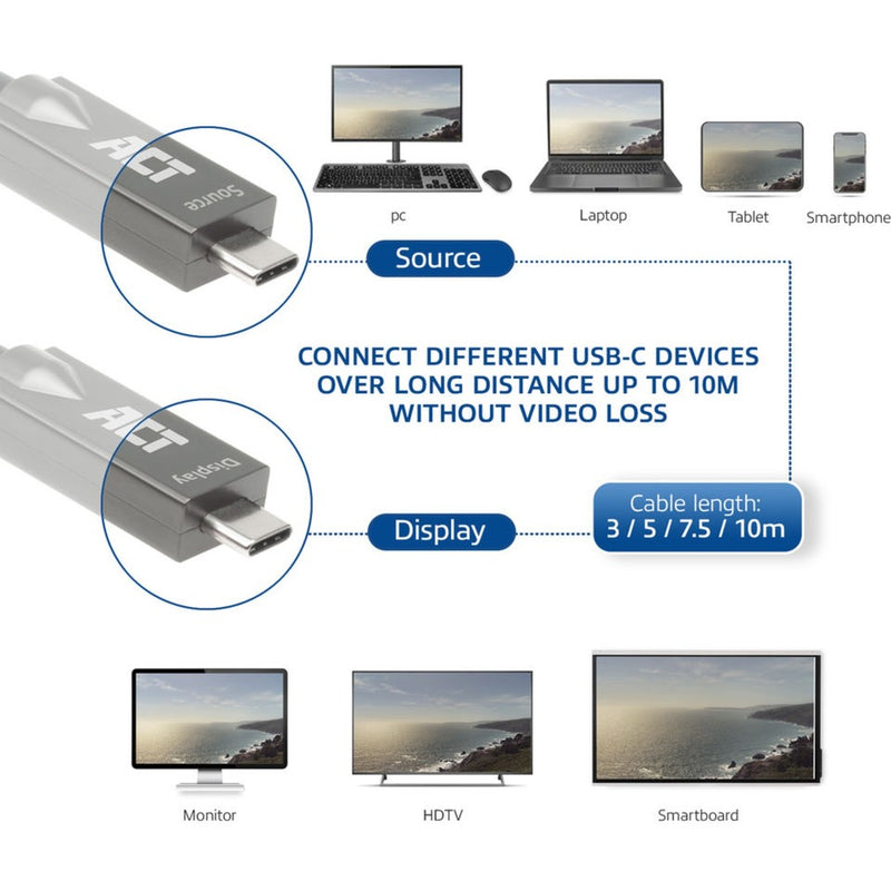 Load image into Gallery viewer, Act connectivity usb-c 3.2 gen2 active optical cable (aoc) aansluitkabel (grijs zwart, 5 meter)

