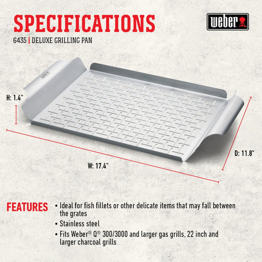 Weber deluxe grillpan grillkorf (zilver)