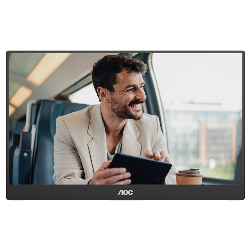 Load image into Gallery viewer, Aoc 16t20e2 15.6 monitor (zwart, 1x mini hdmi, 1x usb-c, audio)
