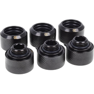 Alphacool eiszapfen 16mm hardtube compression fitting g1 4 - sixpack schroevenset (zwart)