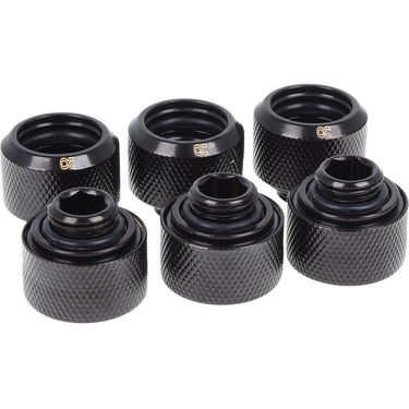 Alphacool eiszapfen 16mm hardtube compression fitting g1 4 - sixpack schroevenset (zwart)