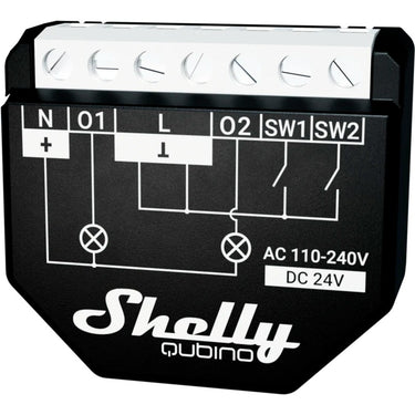 Shelly qubino wave 2pm relais (zwart, 2-kanaals, z-wave)
