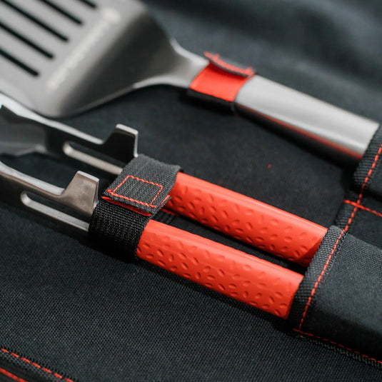 Kamado joe krafted stalen grillgereedschap accessoire set grillbestek (3-delig, inclusief canvas draagtas)