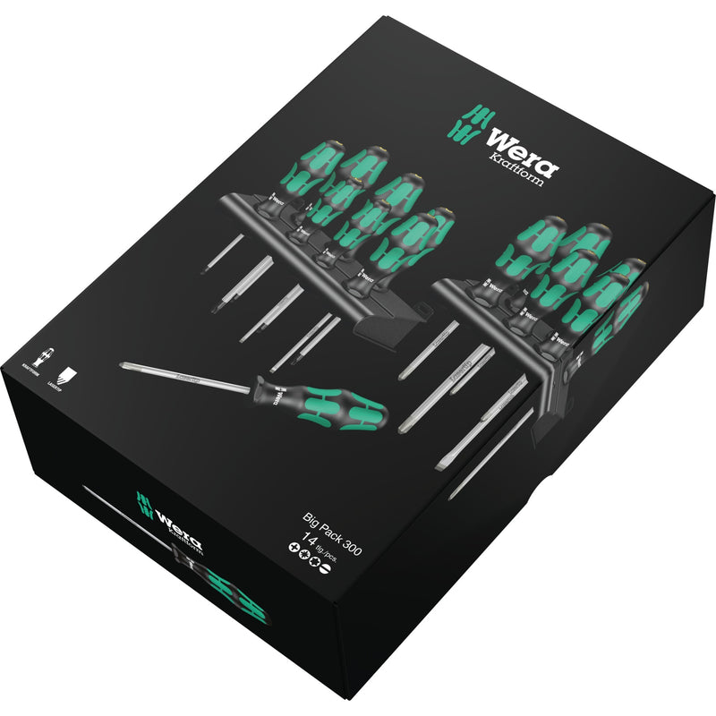 Load image into Gallery viewer, Wera kraftform big pack 300 schroevendraaier (zwart groen, 14-delig)
