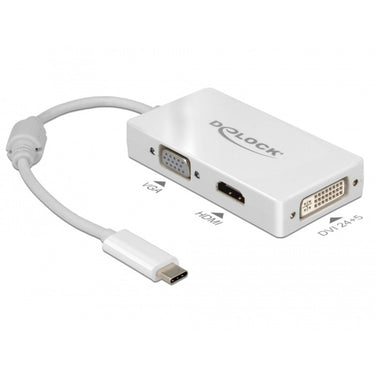 Delock usb-c > vga hdmi dvi adapter (wit, 0,13 meter)