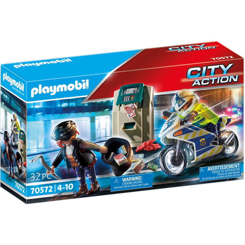 Load image into Gallery viewer, Playmobil city action - politiemotor: achtervolging van de geldrover constructiespeelgoed (70572)
