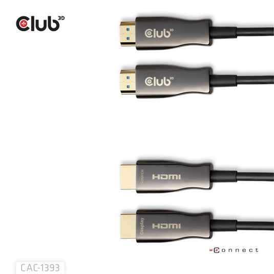 Club 3d hdmi hybrid aoc kabel 8k60hz 4k120hz 50m (zwart)