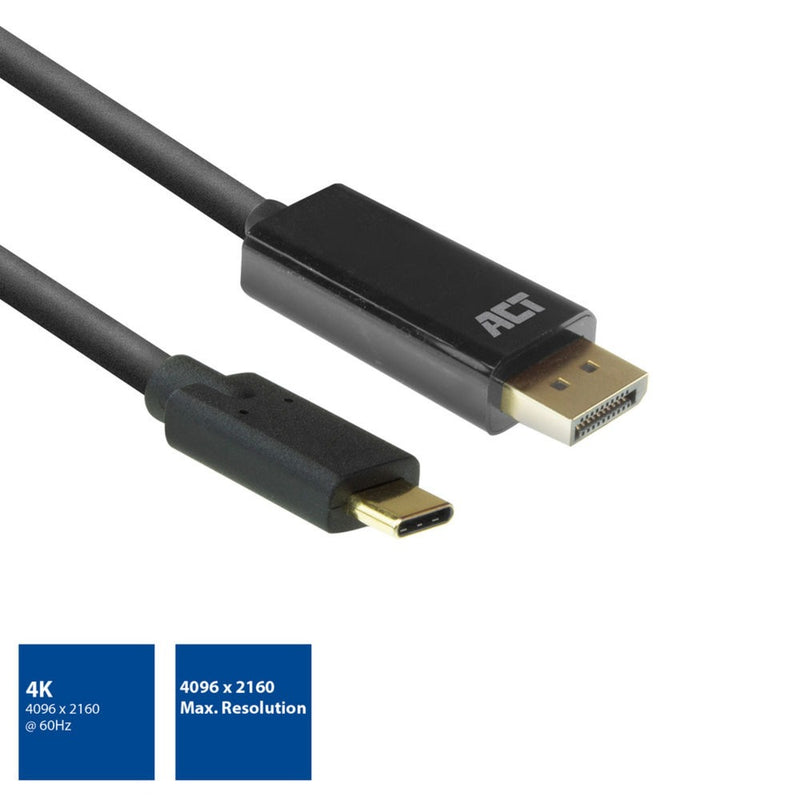 Load image into Gallery viewer, Act connectivity usb-c naar displayport kabel (zwart, 2 meter, ac7325, 60hz 4k (2160p))
