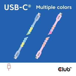 Club 3d usb-c beaded cable blue, 2 meter kabel (blauw)