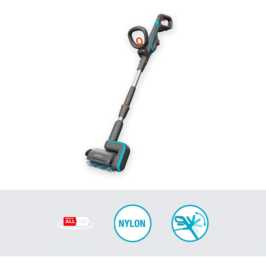 Gardena aquabrush patio 18v p4a solo accu multi-reiniger vloerreiniger (grijs turquoise, 14841-55, accu en lader niet inbegrepen, power for all alliance)