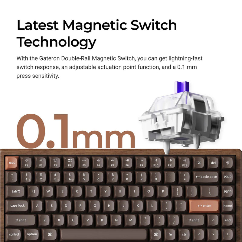 Load image into Gallery viewer, Keychron k2he all-wood special edition mechanisch toetsenbord (houtkleur, us lay-out (qwerty), gateron double-rail magnetic nebula, 75%, gateron double-rail magnetic, osa pbt double-shot, hot swap, bluetooth 5.2 | usb-c)
