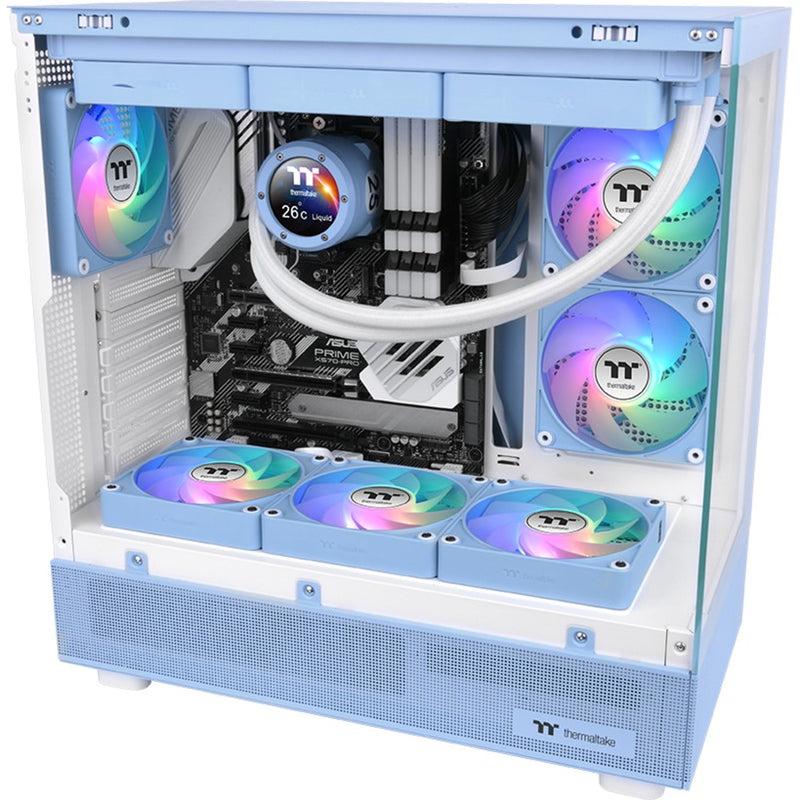 Load image into Gallery viewer, Thermaltake ct120 ex argb sync pc cooling fan hydrangea blue (3-fan pack) case fans (lichtblauw, 3 stuks, 120 x 120 x 25 mm, pwm)
