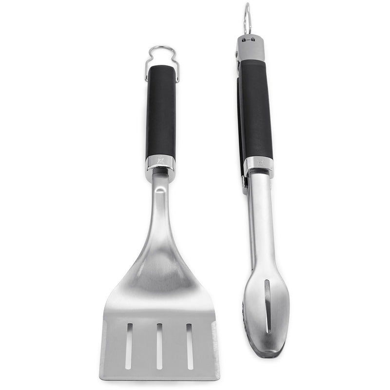 Load image into Gallery viewer, Weber precision barbecuetang- en spatelset grillbestek (roestvrij staal zwart)
