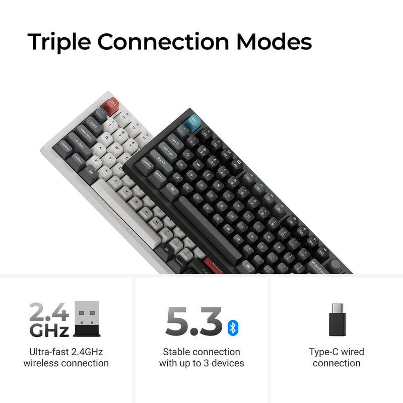 Load image into Gallery viewer, Keychron q3 ultra-m4 8k wireless custom mechanical keyboard (zwart, us lay-out (qwerty), silk pom banana, 80% (tkl), rgb, hot swap, 8k, 2.4 ghz | bluetooth 5.2 | usb-c)
