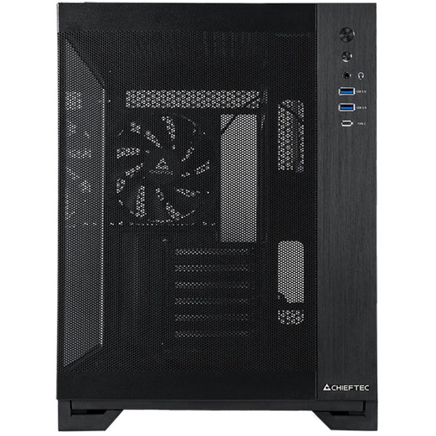 Load image into Gallery viewer, Chieftec visio air midi tower behuizing (zwart | 2x usb-a | 1x usb-c | tempered glass)
