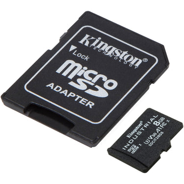 Kingston industrial microsdhc 8gb geheugenkaart (zwart, incl. sd adapter, klasse 10, uhs-i, u3, v30, a1)