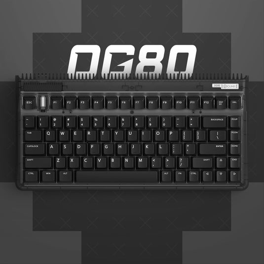 Iqunix og80 dark side wireless mechanical keyboard, gaming toetsenbord (zwart, us lay-out, cherry mx blue, rgb leds, 80% (tkl), hot-swappable, pbt, 2.4ghz | bluetooth 5.1 | usb-c)