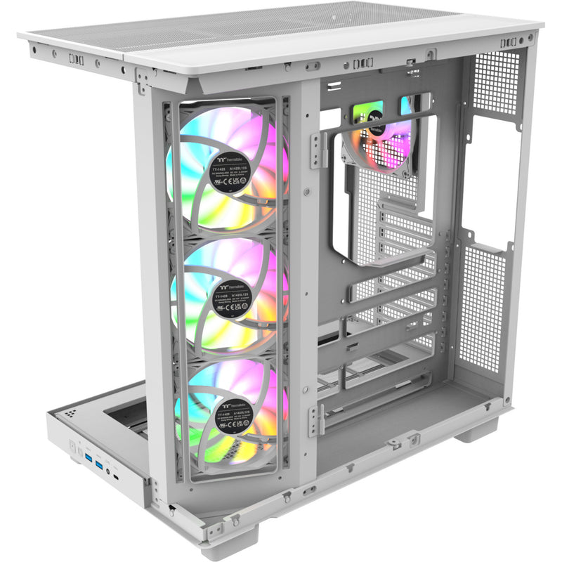 Load image into Gallery viewer, Thermaltake view 380 xl ws argb midi tower behuizing (wit houtkleur | 2x usb-a | 1x usb-c | rgb | tempered glass)
