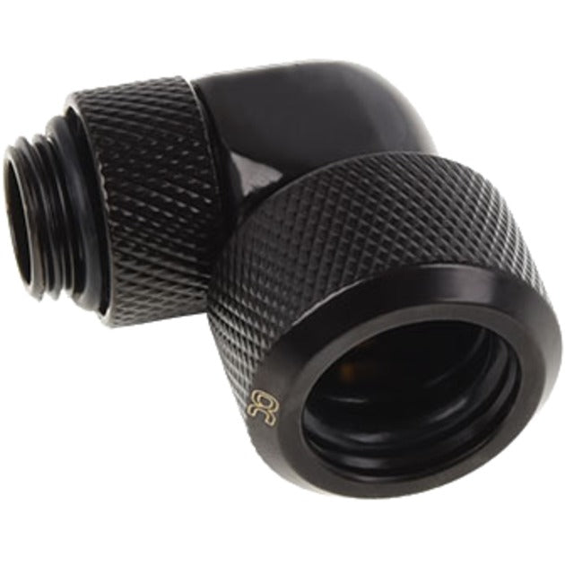 Load image into Gallery viewer, Alphacool eiszapfen 16 mm hardtube compressiefitting 90° draaibaar g1 4 verbinding (zwart, gekarteld, diep zwart)
