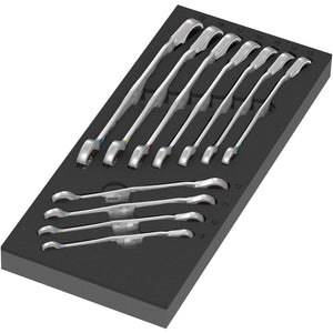 Wera 9733 schuimrubberen inzetstuk met 6001 joker switch set 1, 11‑delig moersleutel (zwart grijs)