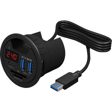 Icy box ib-hub1404 usb-hub (zwart, incl. usb-c, sd- en microsd kaartlezer en oplaadfunctie)