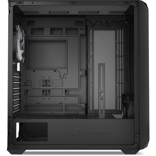 Sharkoon ak2 rgb midi tower behuizing (zwart | 2x usb-a | 1x usb-c | rgb | tempered glass)