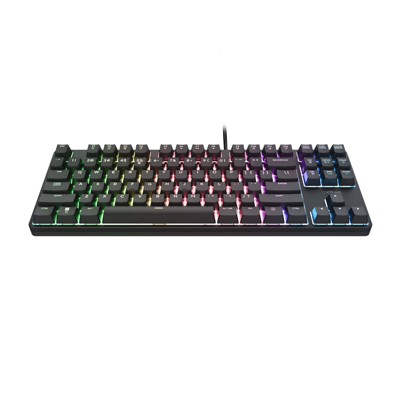 Load image into Gallery viewer, Trust gxt 864 cada compact mechanisch tkl-gamingtoetsenbord (zwart, us lay-out (qwerty), huano brown, rgb)
