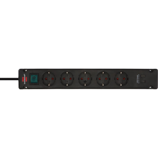 Brennenstuhl bremounta stekkerdoos 5-voudig met 2 usb c-laadcontactdozen stekkerdoos (zwart, 2x usb c)