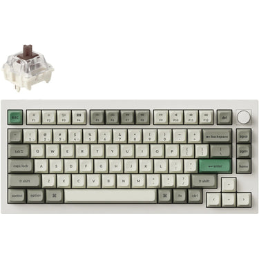 Keychron q1 max-p3 rgb mechanisch toetsenbord (wit, us lay-out (qwerty), gateron jupiter brown, 75%, rgb leds, ksa double-shot pbt, hot swap, knob, 2.4ghz | bluetooth 5.1 | usb-c)