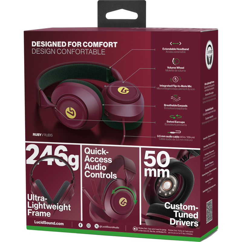 Load image into Gallery viewer, Powera lucidsound ls10x gen 2 bedrade gamingheadset voor xbox series x|s - robijn over-ear gaming headset (donkerrood, xbox series x|s, xbox one, pc)

