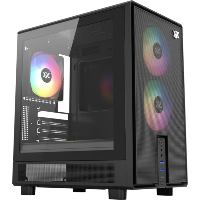 Afbeelding laden in galerijviewer, Xyz pc gear atom midi tower behuizing (zwart | 2x usb-a | 1x usb-c | tempered glass)
